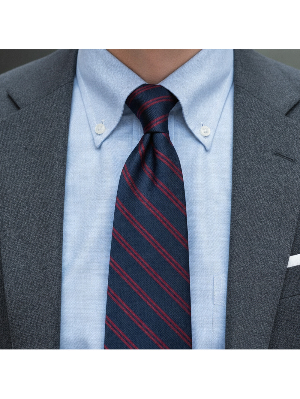 Tegetti navy and red striped polyester necktie